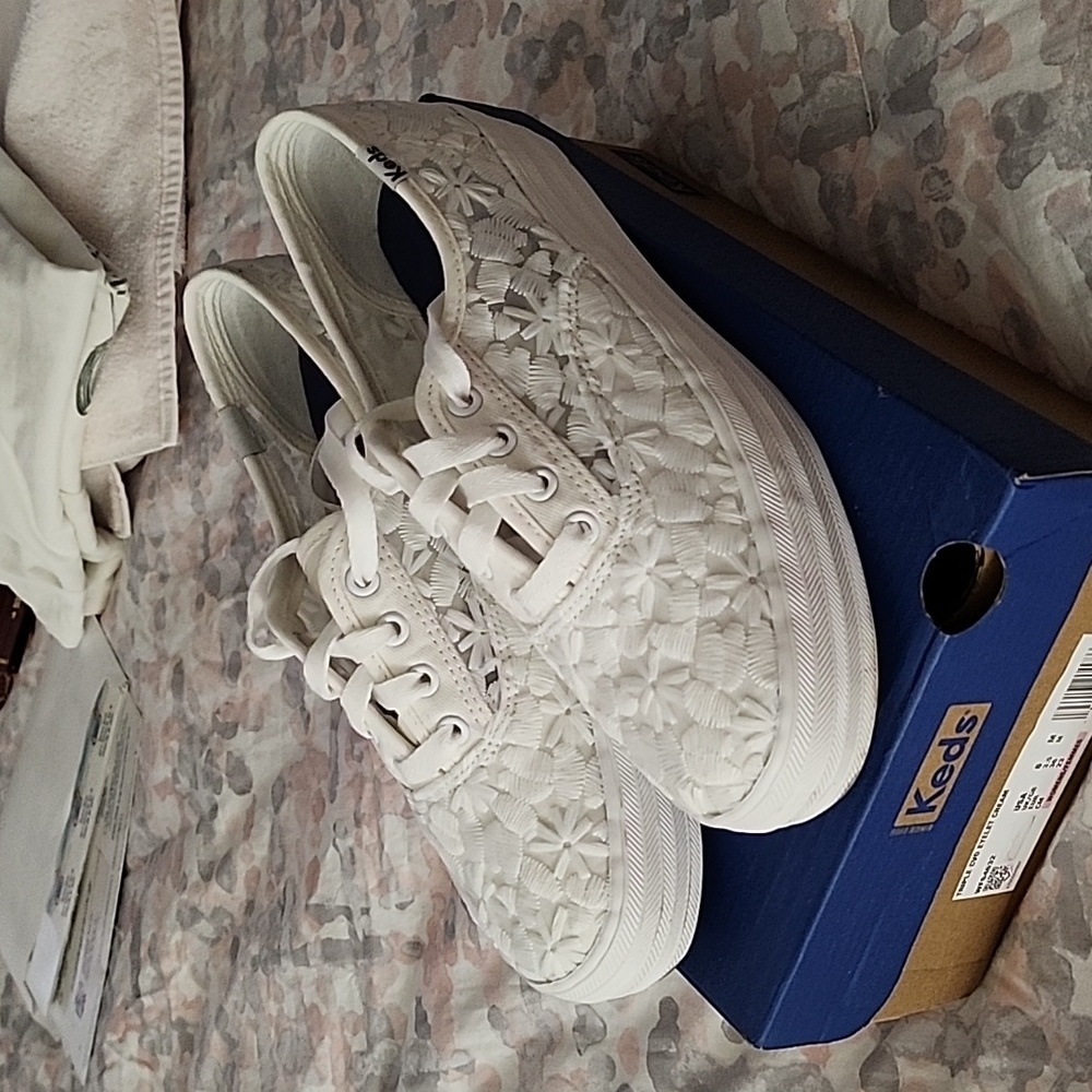 White Keds Platform Tennies 6M